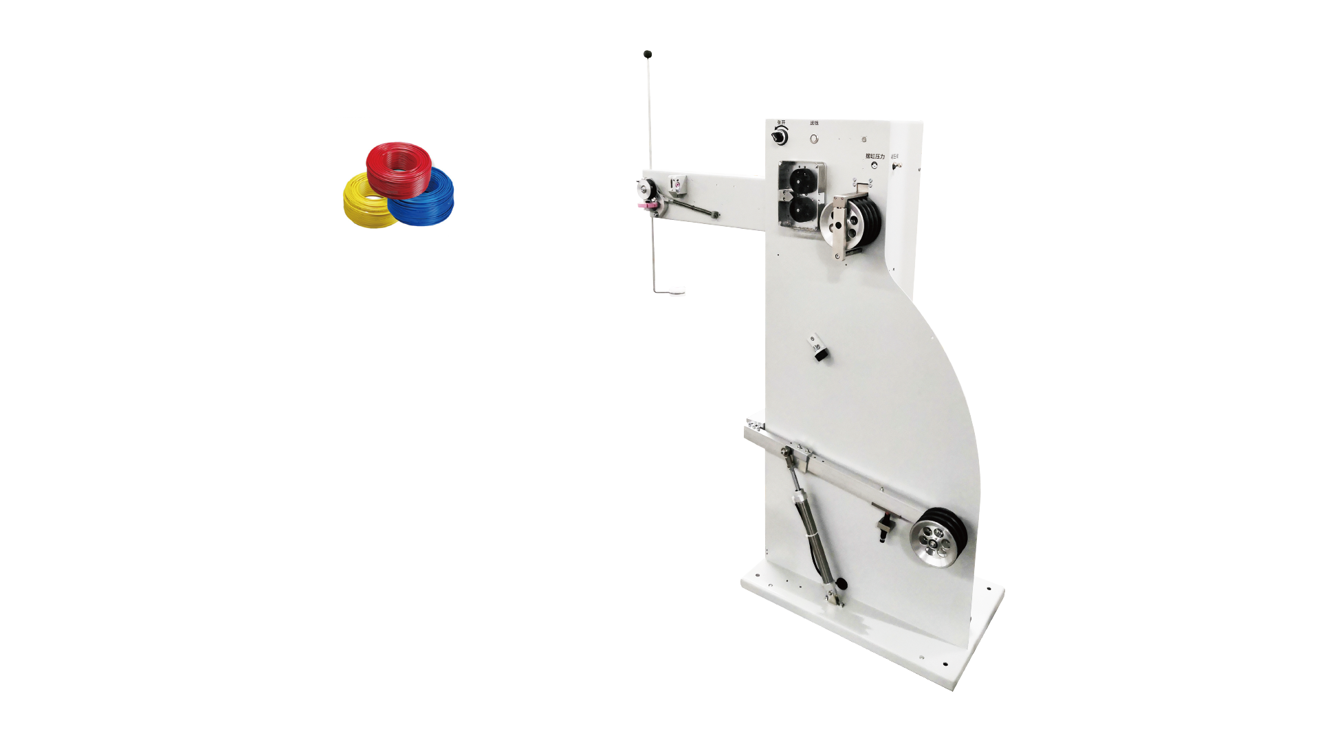 Product characteristics： ● Adopting servo motor control, with stepless speed change, ensuring smooth wire feeding; ● Adopting a swing arm mechanism for more effective straightening and storage of wires; ● The back end is equipped with an anti-kinking alarm mechanism for wires, effectively protecting the wires; ● Can be used as an independent accessory, perfectly matching with various mainstream brand automatic machines.