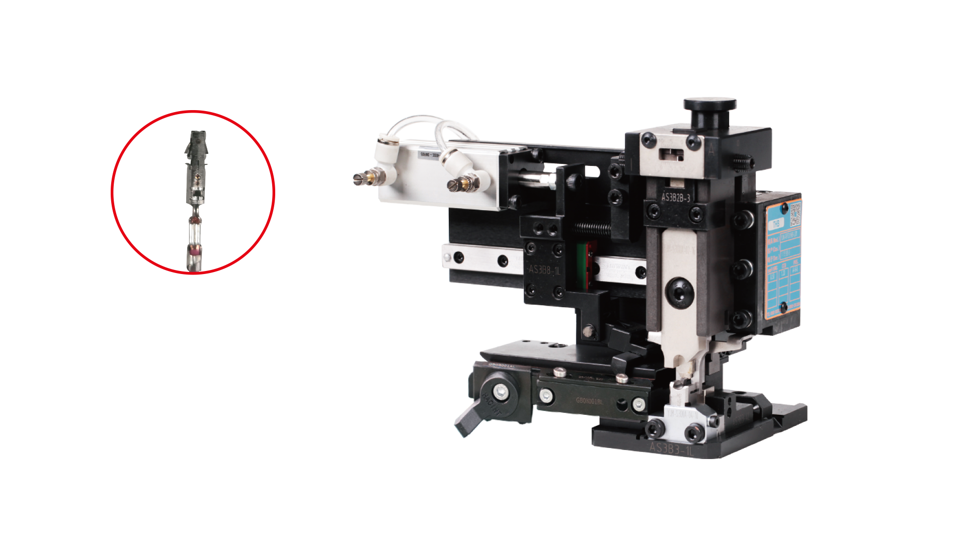 Product characteristics： ● Adjustment :Can be supplied either with a continuous or a wedge regulating head,providing a 0.02mm resolutionfor C.H./I.H.and a 2.0mm range, which satisfied your rigorous demand on the crimping. ● Modularized framework: Can be adjusted and maintained c