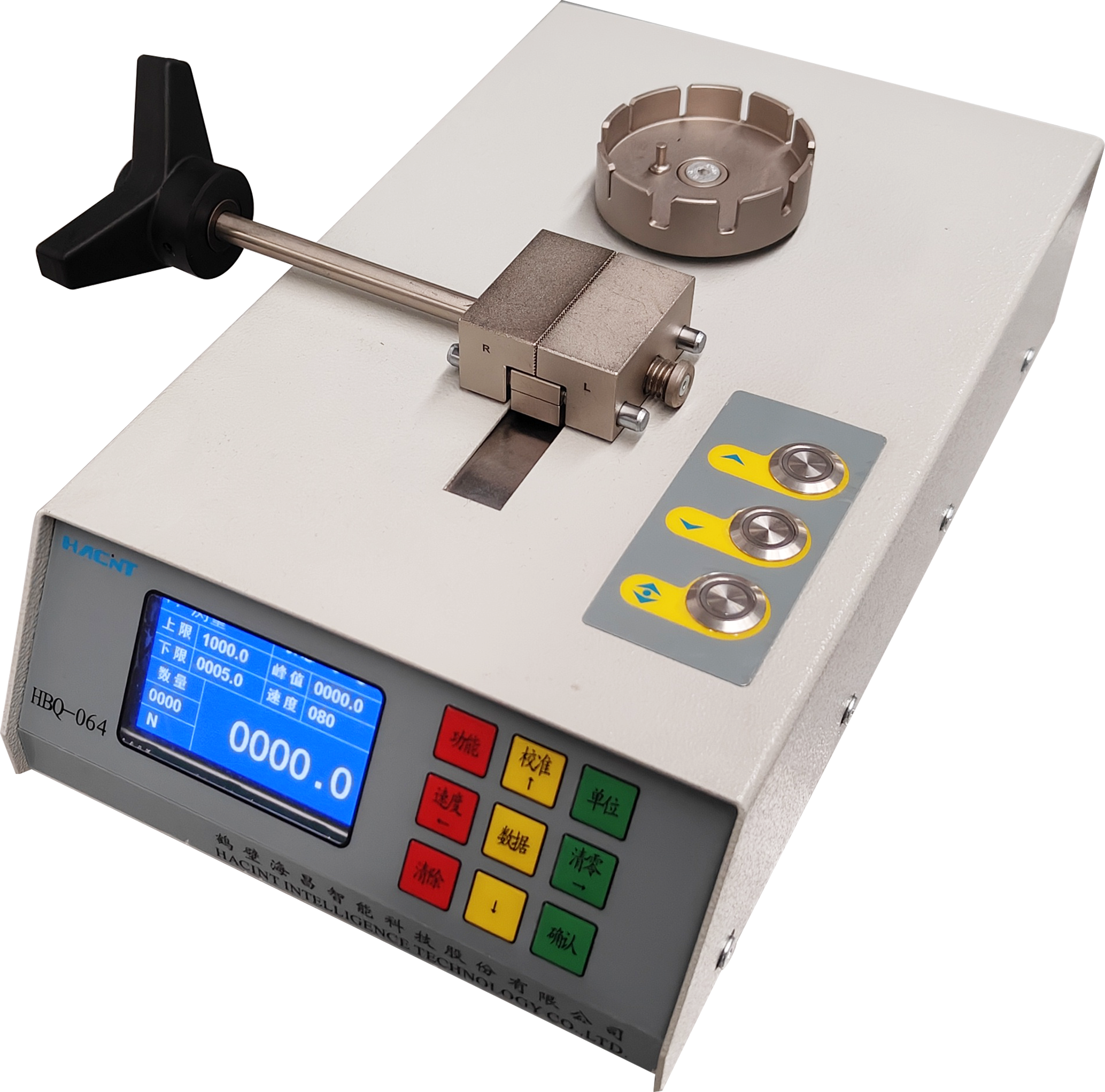 HBQ-064 Pull Force Tester

Product characteristics： ● Automatic reset: The automatic reset conditions can be set, and it will automatically reset after the terminal is pulled off; ● System settings: It is convenient to set system parameters such as test upper and lower limits, calibration, and pull off conditions; ● Force limit restriction: Alarm prompts when the test force value exceeds the set upper and lower limits; ● Unit conversion: Quick conversion between kg and N units, which can be set to be enabled at startup; ● Communication connection: It can send instructions to control the testing machine through serial port/network port (411), return peak tension values, and also enable data interaction to return text data or import into the MES system (Communication protocol is open); ● Data display: It can simultaneously display real-time tension and peak tension; ● Data processing: Testing data can be recorded, transmitted, and cleared, facilitating data processing.