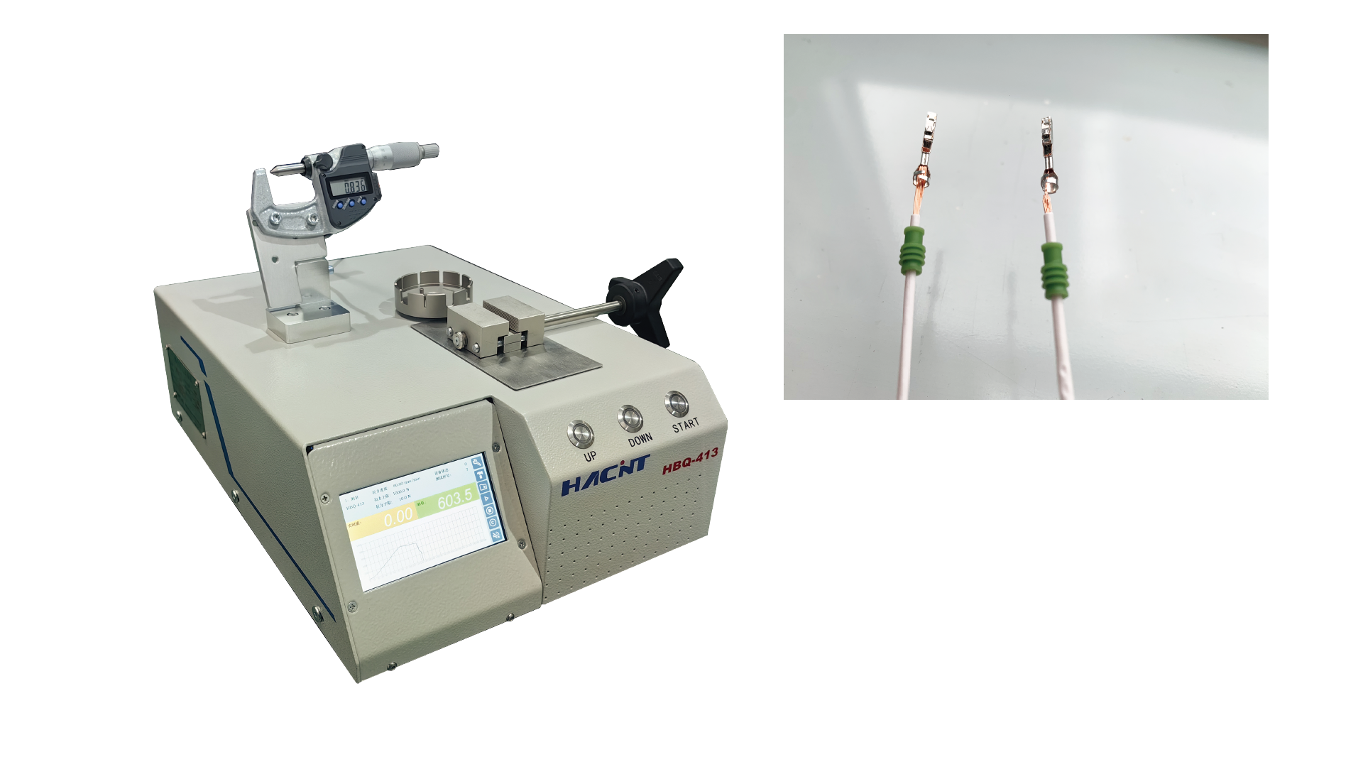 HBQ-413 Pull Foce Tester

Product characteristics： ● Versatility: It can perform height testing, tensile force testing, and data processing; It can display the tensile force data in real time on the screen; ● Precision: It can achieve tension measurement with a precision of 0.5 grade, and calibration is convenient; Both tension discs and clamps can be customized to accommodate different wire harnesses; Related products / accessories ● Optional accessories: Tooling can be customized.